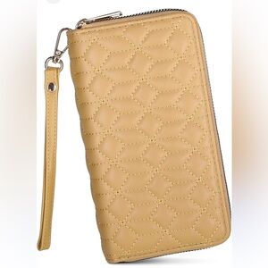 Couture Gems Butter Yellow Quilted Faux Leather Wristlet Wallet